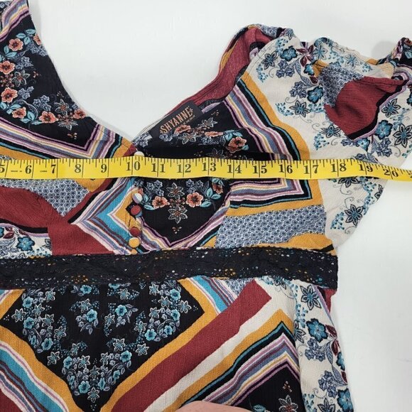 Shyanne Women's Country/Boho Wear Mixed Media 3/4 Sleeve Dress Size L - Picture 10 of 10